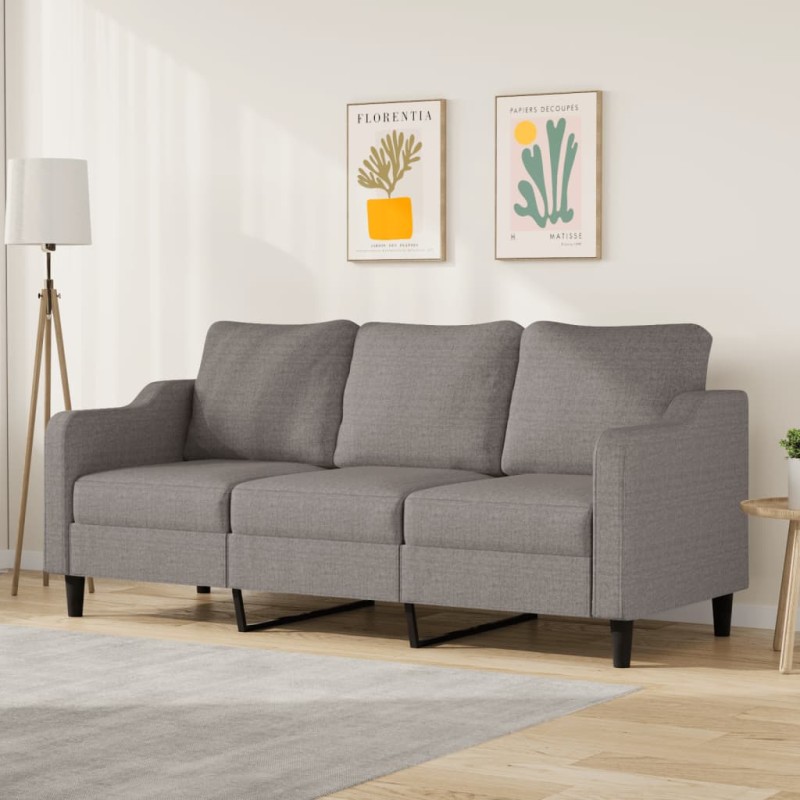 vidaXL Sofá de 3 plazas de tela gris taupe 180 cm