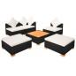 vidaXL Set muebles de jardín 6 piezas y cojines ratán sintético negro vidaXL Set muebles de jardín 6 piezas y cojines ratán sintético negro