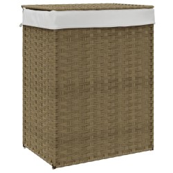 vidaXL Cesto para la ropa sucia con tapa ratán sintético 46x33x60 cm