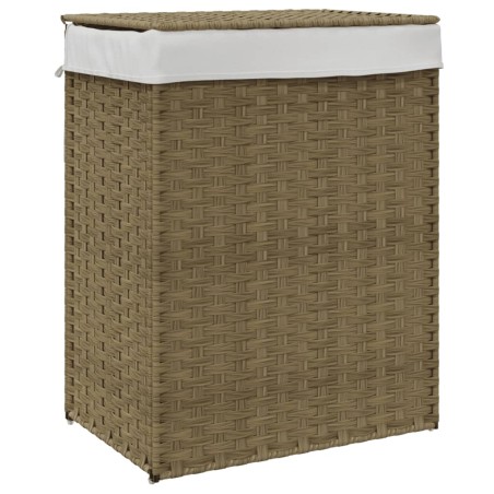 vidaXL Cesto para la ropa sucia con tapa ratán sintético 46x33x60 cm