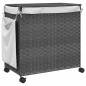 vidaXL Cesto para ropa sucia con ruedas ratán gris 60x35x60,5 cm vidaXL Cesto para ropa sucia con ruedas ratán gris 60x35x60,5 cm