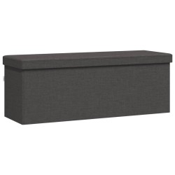vidaXL Banco de almacenaje plegable de lino sintético gris oscuro