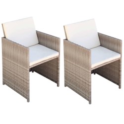 vidaXL Sillas de jardín con cojines 2 unidades ratán sintético beige