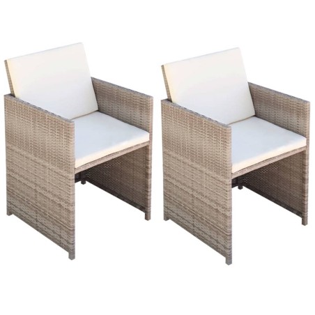 vidaXL Sillas de jardín con cojines 2 unidades ratán sintético beige