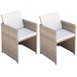 vidaXL Sillas de jardín con cojines 2 unidades ratán sintético beige vidaXL Sillas de jardín con cojines 2 unidades ratán sintético beige