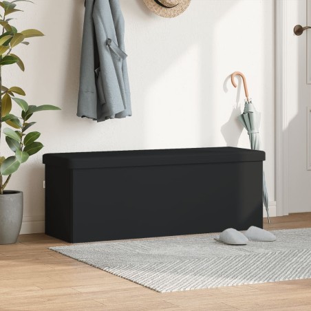 vidaXL Banco de almacenaje plegable de PVC negro