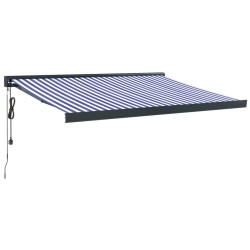 vidaXL Toldo retráctil aluminio y tela azul y blanco 3x2,5 m