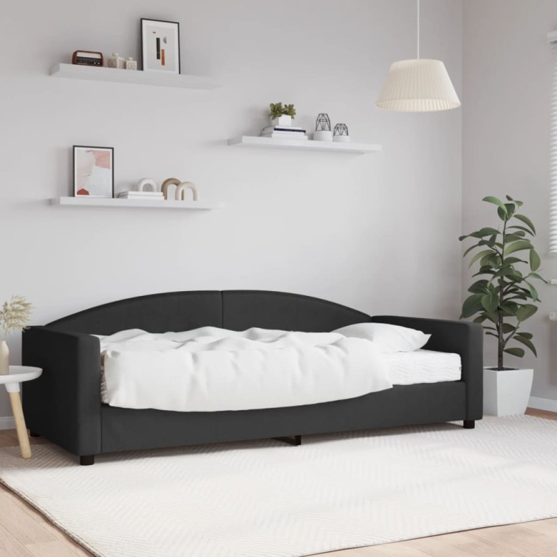 vidaXL Sofá cama con colchón tela negro 90x200 cm vidaXL Sofá cama con colchón tela negro 90x200 cm