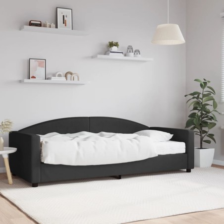 vidaXL Sofá cama con colchón tela negro 90x200 cm
