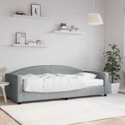 vidaXL Sofá cama con colchón tela gris claro 90x200 cm