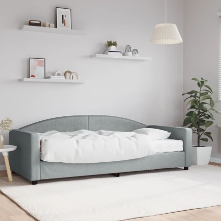 vidaXL Sofá cama con colchón tela gris claro 90x200 cm