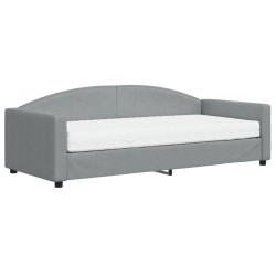 vidaXL Sofá cama con colchón tela gris claro 90x200 cm