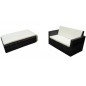 vidaXL Set muebles de jardín 2 piezas y cojines ratán sintético negro vidaXL Set muebles de jardín 2 piezas y cojines ratán sintético negro