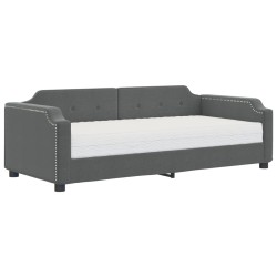 vidaXL Sofá cama con colchón tela gris oscuro 90x200 cm