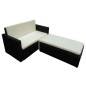 vidaXL Set muebles de jardín 2 piezas y cojines ratán sintético negro vidaXL Set muebles de jardín 2 piezas y cojines ratán sintético negro