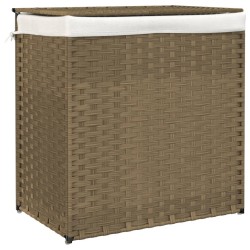 vidaXL Cesto de ropa sucia con 2 secciones ratán sintético 53x35x57 cm