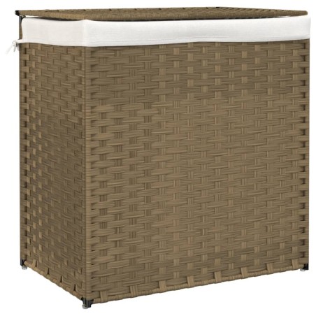vidaXL Cesto de ropa sucia con 2 secciones ratán sintético 53x35x57 cm
