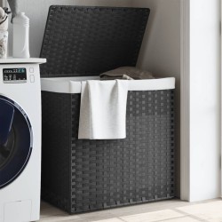vidaXL Cesto de ropa sucia 2 secciones ratán sintético gris 53x35x57cm