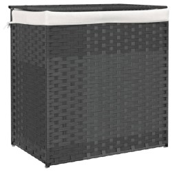 vidaXL Cesto de ropa sucia 2 secciones ratán sintético gris 53x35x57cm
