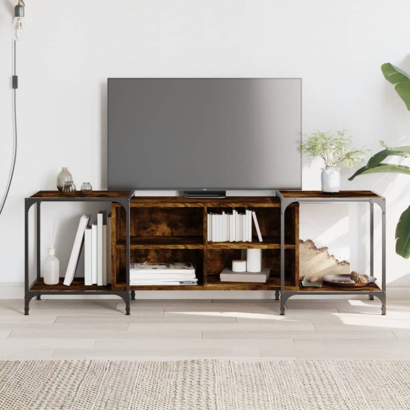 vidaXL Mueble de TV madera de ingeniería roble ahumado 153x37x50 cm