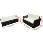 vidaXL Set muebles de jardín 2 piezas y cojines ratán sintético negro vidaXL Set muebles de jardín 2 piezas y cojines ratán sintético negro