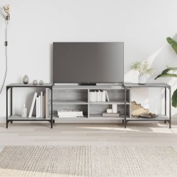 vidaXL Mueble de TV madera de ingeniería gris Sonoma 203x37x50 cm