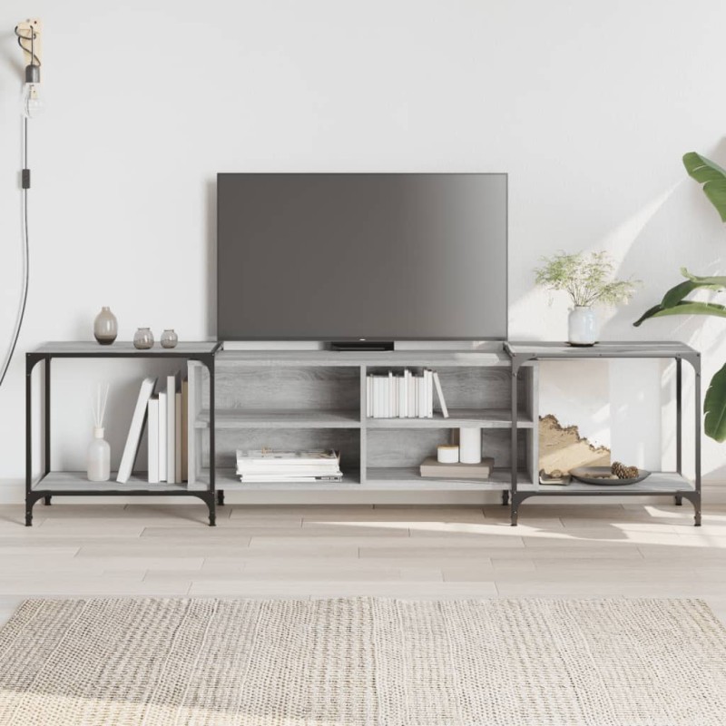 vidaXL Mueble de TV madera de ingeniería gris Sonoma 203x37x50 cm