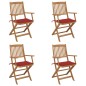 vidaXL Sillas de jardín plegables 4 uds y cojines madera maciza acacia vidaXL Sillas de jardín plegables 4 uds y cojines madera maciza acacia