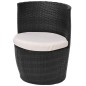 vidaXL Set mesa y sillas de jardín 3 pzas y cojines poli ratán negro