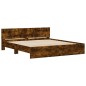 vidaXL Estructura de cama con cabecero roble ahumado 180x200 cm vidaXL Estructura de cama con cabecero roble ahumado 180x200 cm