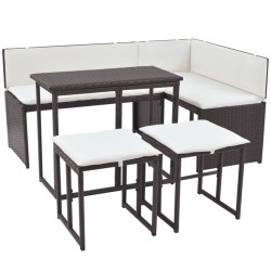 vidaXL Juego de comedor de jardín 5 piezas ratán PE y acero marrón