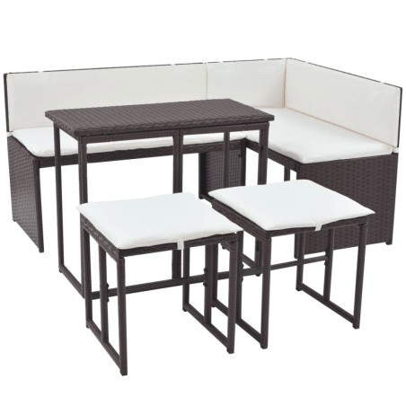 vidaXL Juego de comedor de jardín 5 piezas ratán PE y acero marrón