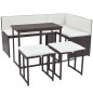 vidaXL Juego de comedor de jardín 5 piezas ratán PE y acero marrón vidaXL Juego de comedor de jardín 5 piezas ratán PE y acero marrón