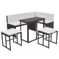 vidaXL Juego de comedor de jardín 5 piezas ratán PE y acero marrón vidaXL Juego de comedor de jardín 5 piezas ratán PE y acero marrón