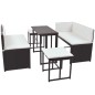 vidaXL Juego de comedor de jardín 5 piezas ratán PE y acero marrón vidaXL Juego de comedor de jardín 5 piezas ratán PE y acero marrón