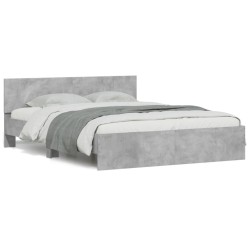 vidaXL Estructura de cama con cabecero gris hormigón 140x190cm