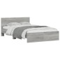 vidaXL Estructura de cama con cabecero gris Sonoma 135x190 cm vidaXL Estructura de cama con cabecero gris Sonoma 135x190 cm