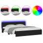 vidaXL Estructura de cama con cabecero y luces LED negra 200x200 cm vidaXL Estructura de cama con cabecero y luces LED negra 200x200 cm