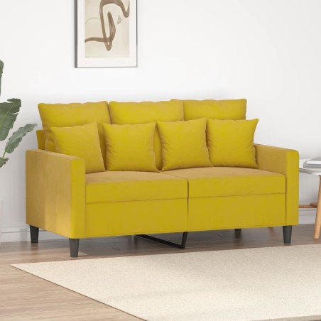 vidaXL Sofá de 2 plazas terciopelo amarillo 120 cm