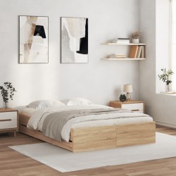 vidaXL Cama con cajones madera de ingeniería roble Sonoma 120x190 cm