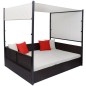 vidaXL Cama de jardín con toldo ratán sintético marrón 190x130 cm vidaXL Cama de jardín con toldo ratán sintético marrón 190x130 cm