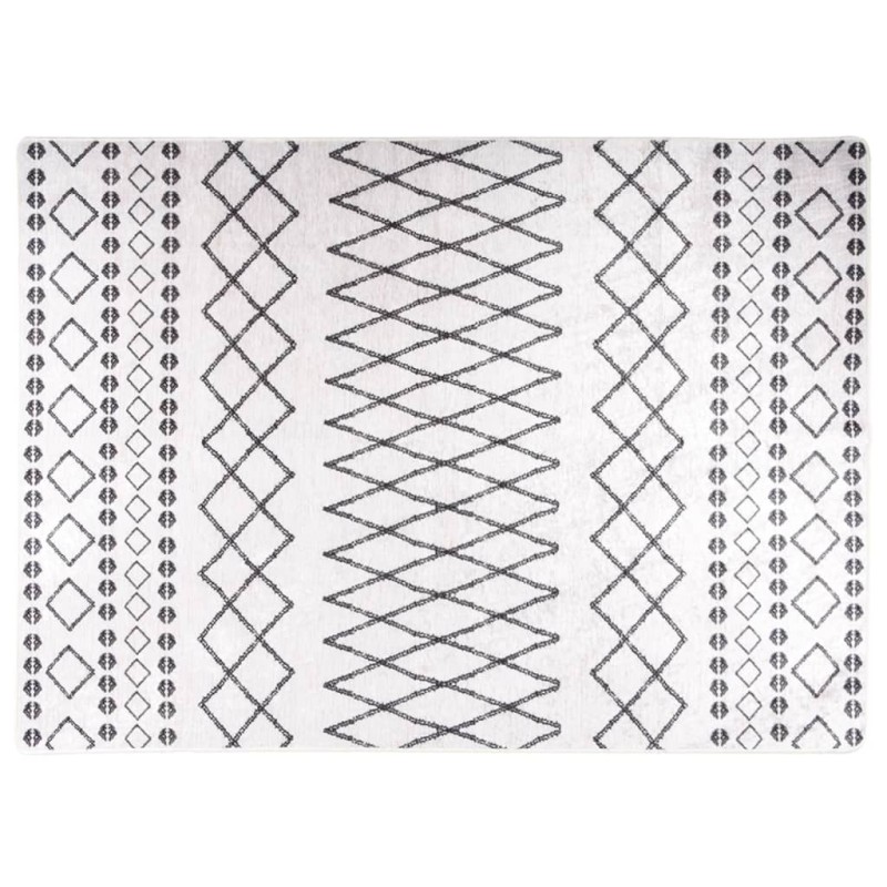 vidaXL Alfombra lavable antideslizante negro y blanco 120x180 cm vidaXL Alfombra lavable antideslizante negro y blanco 120x180 cm