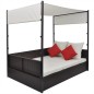 vidaXL Cama de jardín con toldo ratán sintético marrón 190x130 cm vidaXL Cama de jardín con toldo ratán sintético marrón 190x130 cm