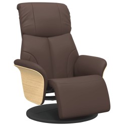 vidaXL Sillón reclinable con reposapiés cuero sintético marrón
