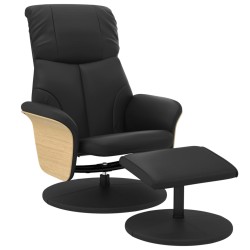 vidaXL Sillón reclinable con reposapiés cuero sintético negro