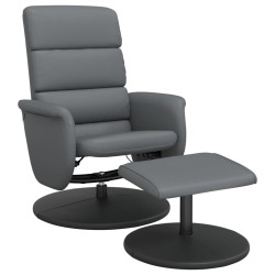 vidaXL Sillón reclinable con reposapiés cuero sintético gris