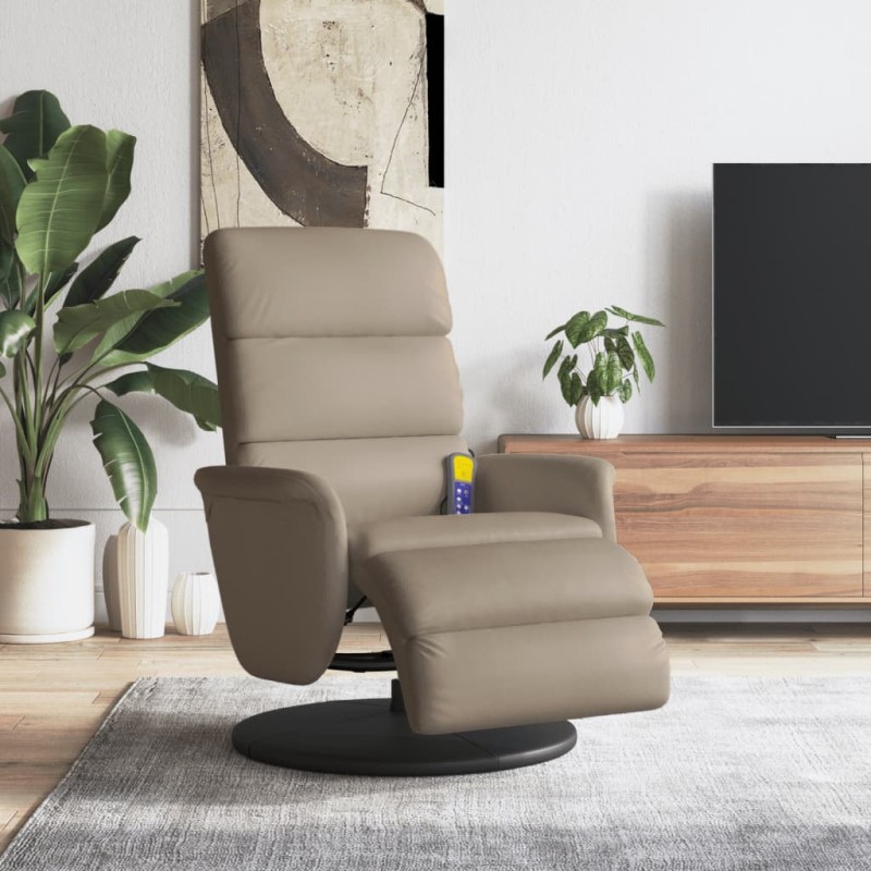 vidaXL Sillón reclinable masaje reposapiés cuero sintético capuchino vidaXL Sillón reclinable masaje reposapiés cuero sintético capuchino