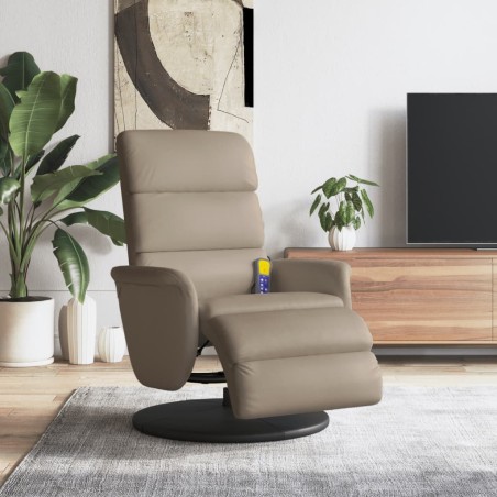 vidaXL Sillón reclinable masaje reposapiés cuero sintético capuchino
