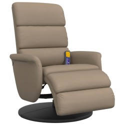 vidaXL Sillón reclinable masaje reposapiés cuero sintético capuchino