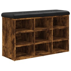 vidaXL Banco zapatero madera de ingeniería roble ahumado 82x32x50 cm
